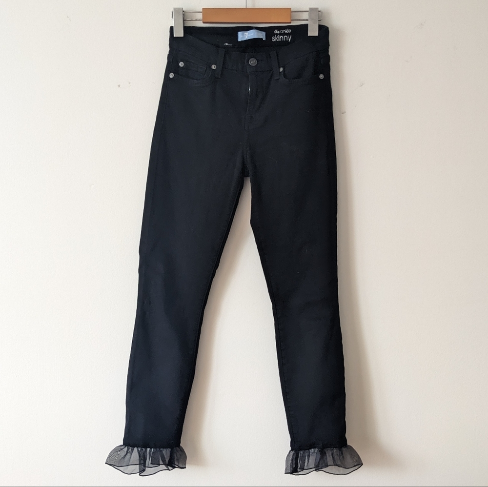 Black 7 for all mankind organza ruffle jegging